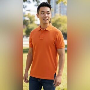 POLO Ralph Lauren Vintage Orange 2 Button Pique Side Vent Polo Shirt M’s Medium